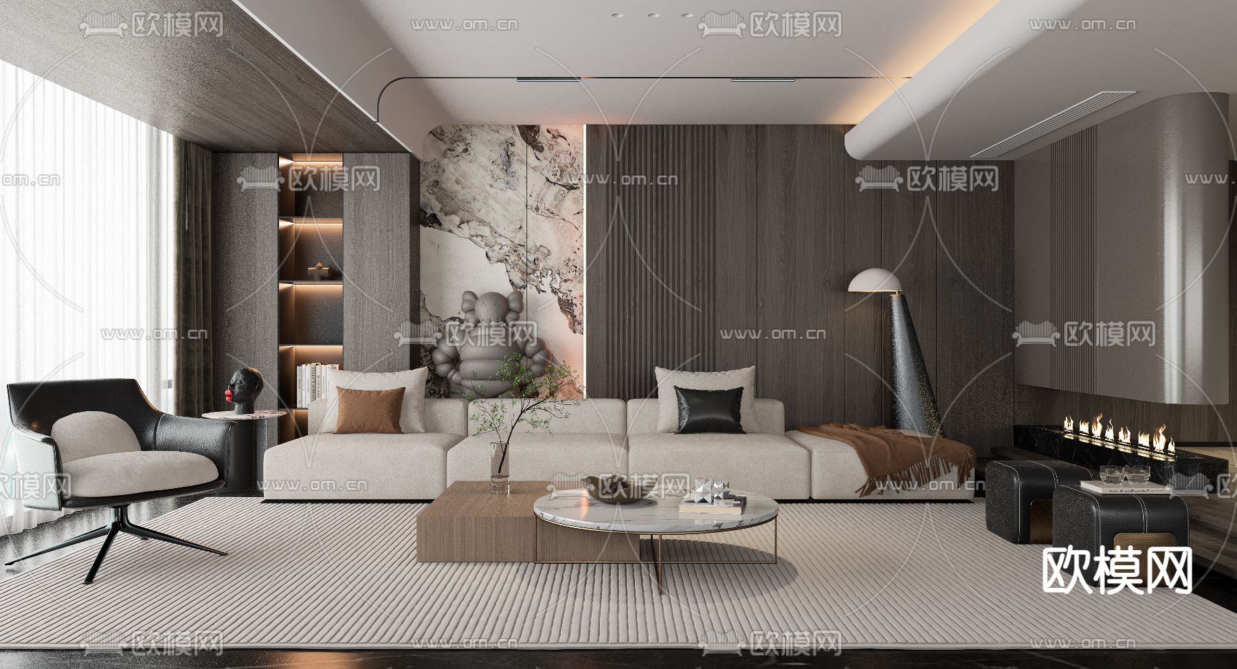 LIVING ROOM – MODERN STYLE – VRAY / CORONA – 3D MODEL – 1880 - thumbnail 1