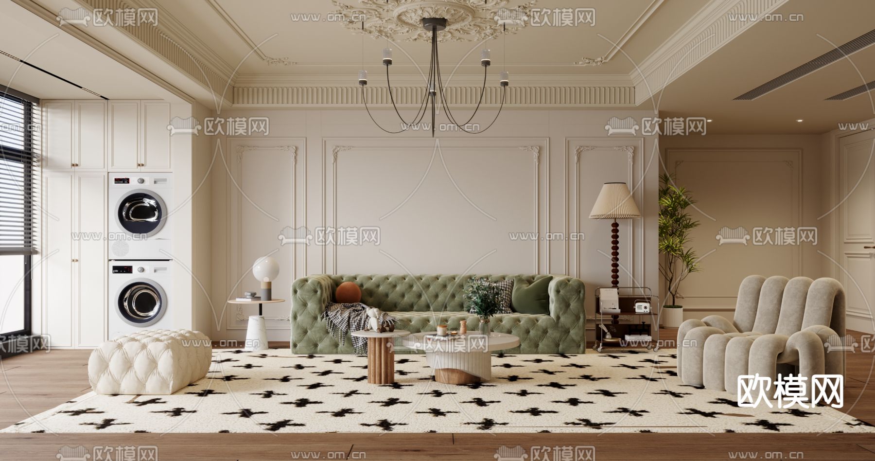 LIVING ROOM – MODERN STYLE – VRAY / CORONA – 3D MODEL – 1891 - thumbnail 1