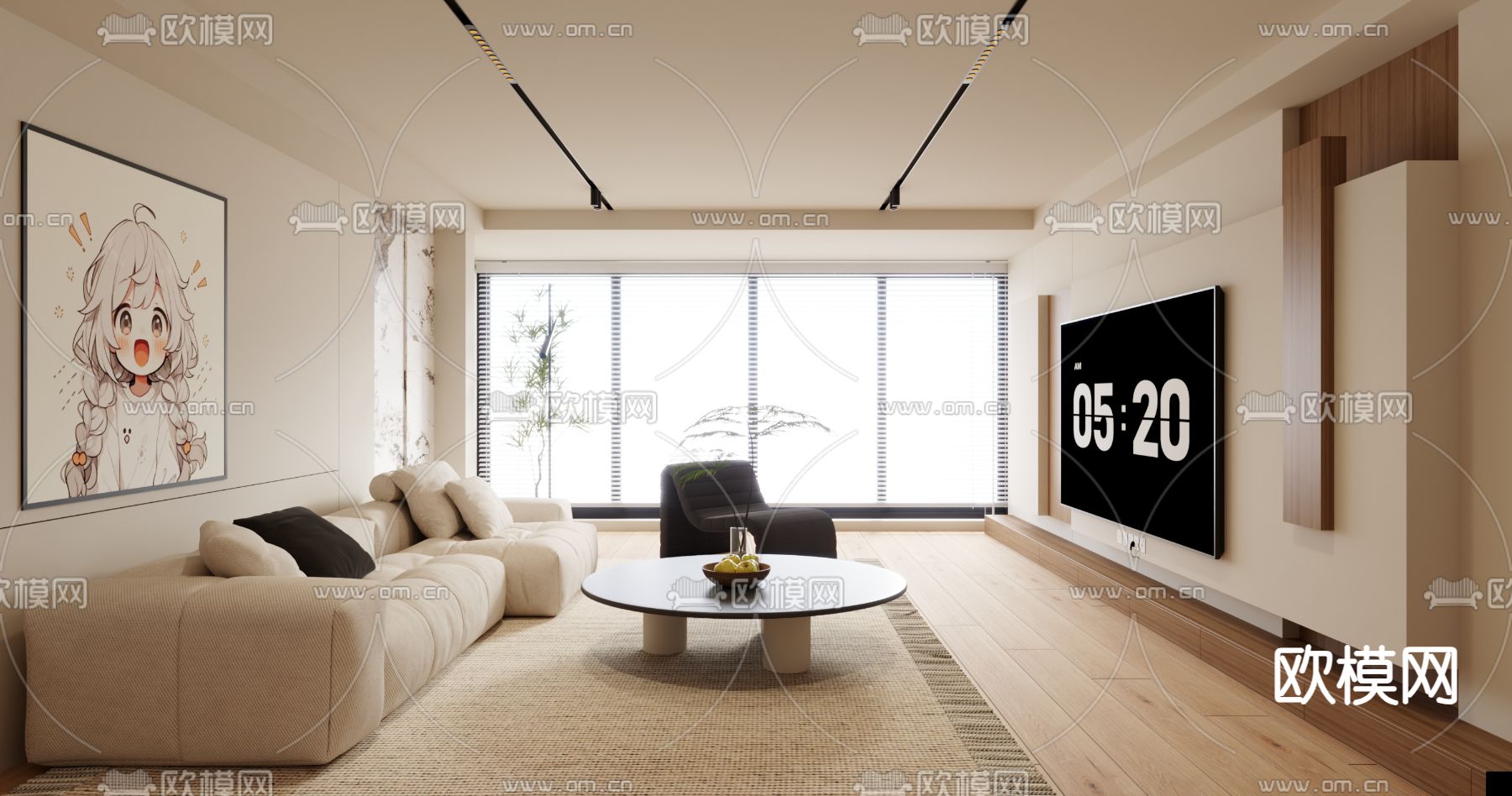 LIVING ROOM – MODERN STYLE – VRAY / CORONA – 3D MODEL – 1893 - thumbnail 1