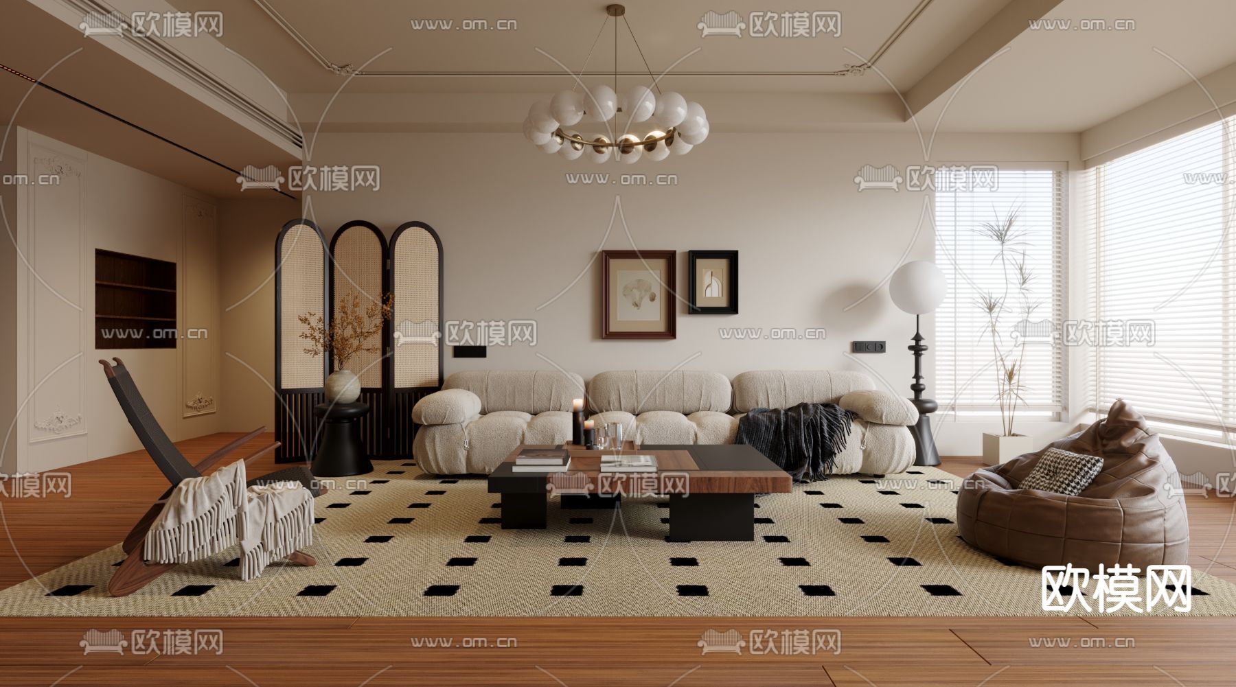 LIVING ROOM – MODERN STYLE – VRAY / CORONA – 3D MODEL – 1897 - thumbnail 1