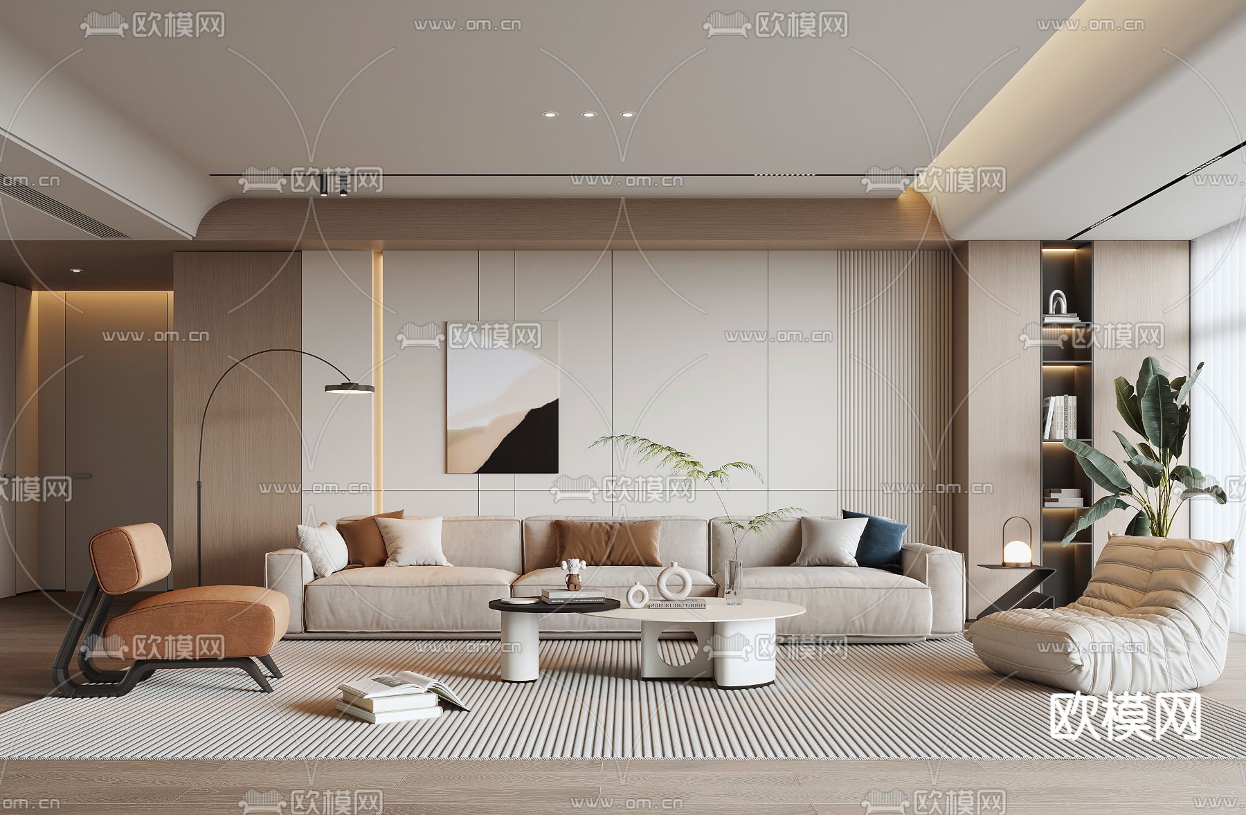 LIVING ROOM – MODERN STYLE – VRAY / CORONA – 3D MODEL – 1899 - thumbnail 1