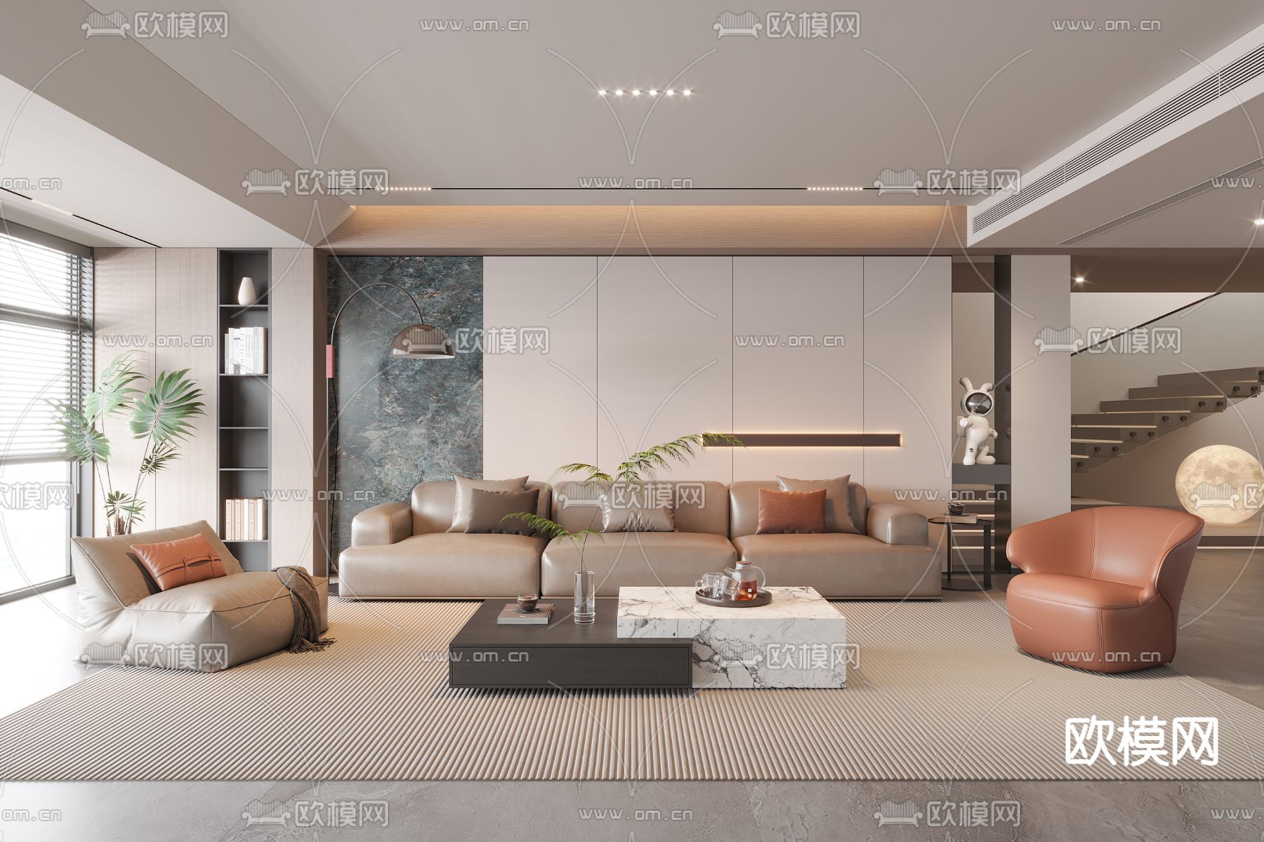 LIVING ROOM – MODERN STYLE – VRAY / CORONA – 3D MODEL – 1904 - thumbnail 1