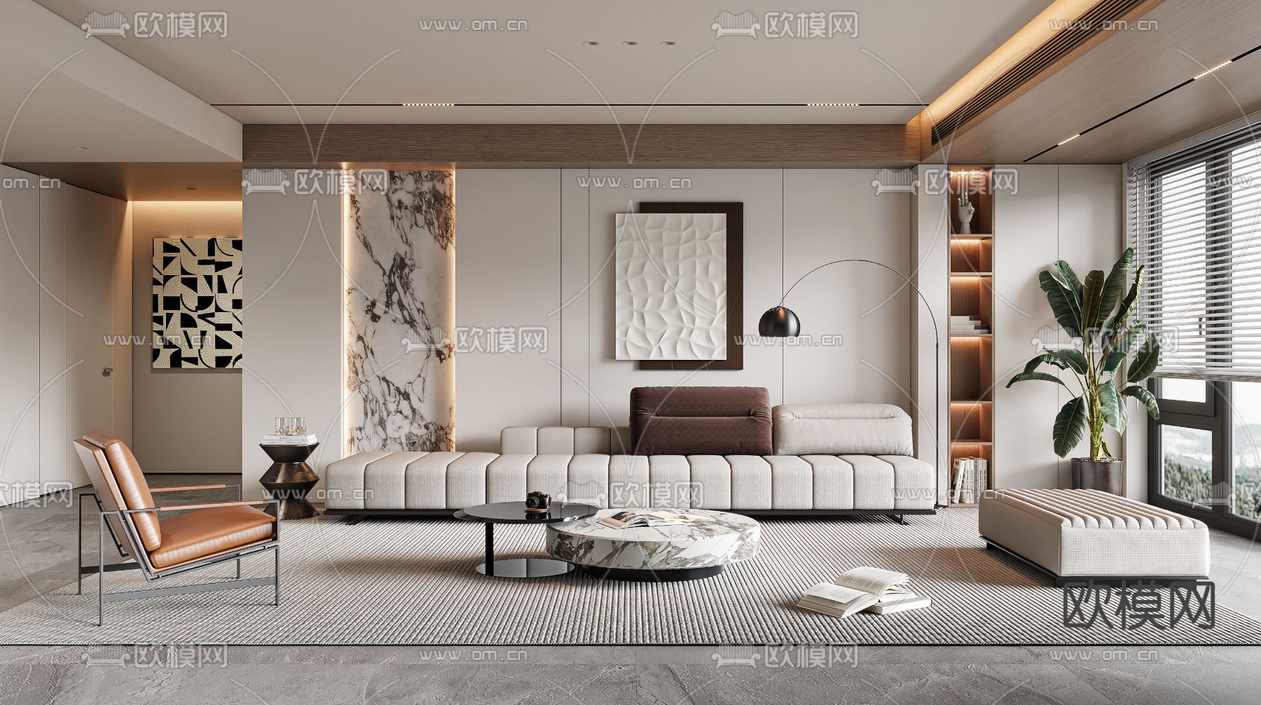 LIVING ROOM – MODERN STYLE – VRAY / CORONA – 3D MODEL – 1907 - thumbnail 1