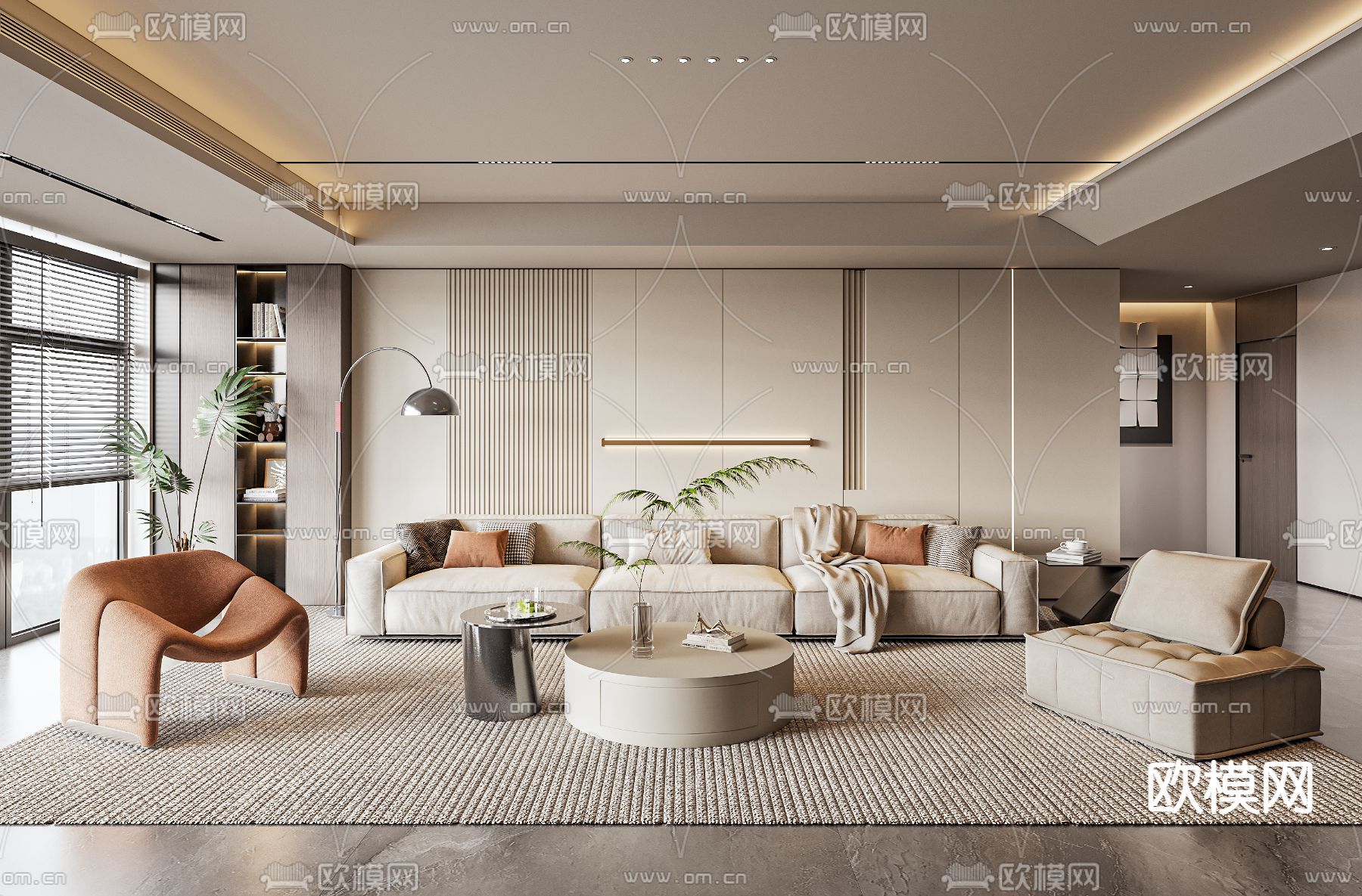 LIVING ROOM – MODERN STYLE – VRAY / CORONA – 3D MODEL – 1916 - thumbnail 1