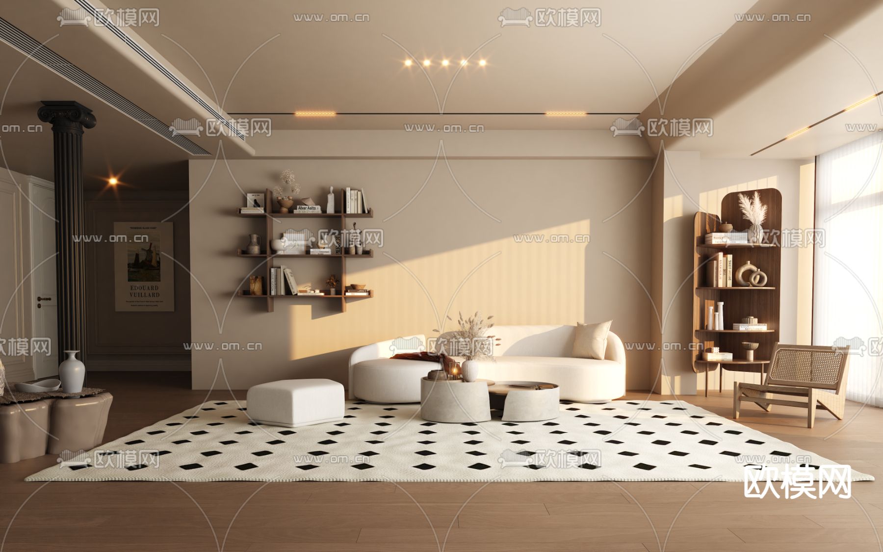 LIVING ROOM – MODERN STYLE – VRAY / CORONA – 3D MODEL – 1921 - thumbnail 1