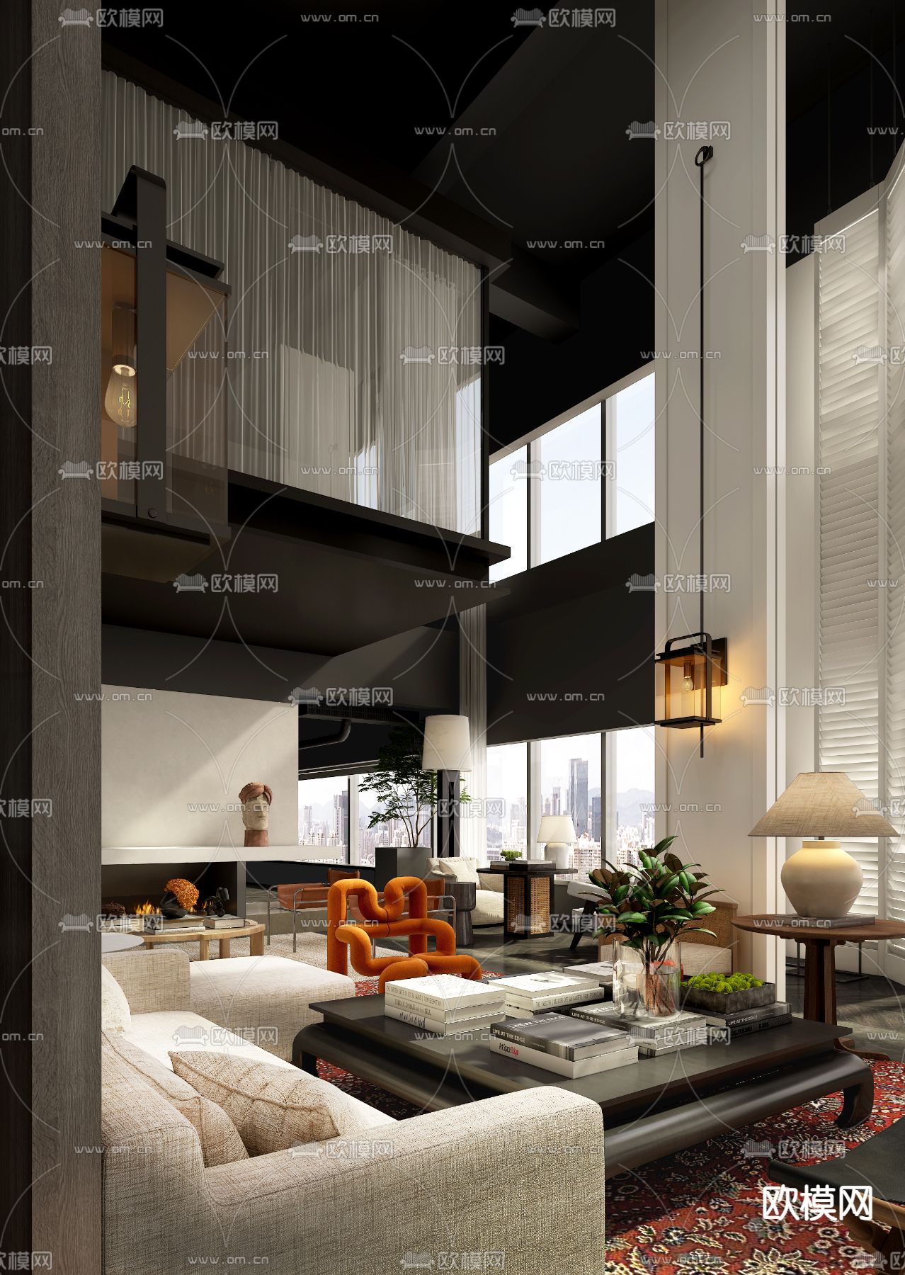 LIVING ROOM – MODERN STYLE – VRAY / CORONA – 3D MODEL – 1932 - thumbnail 1