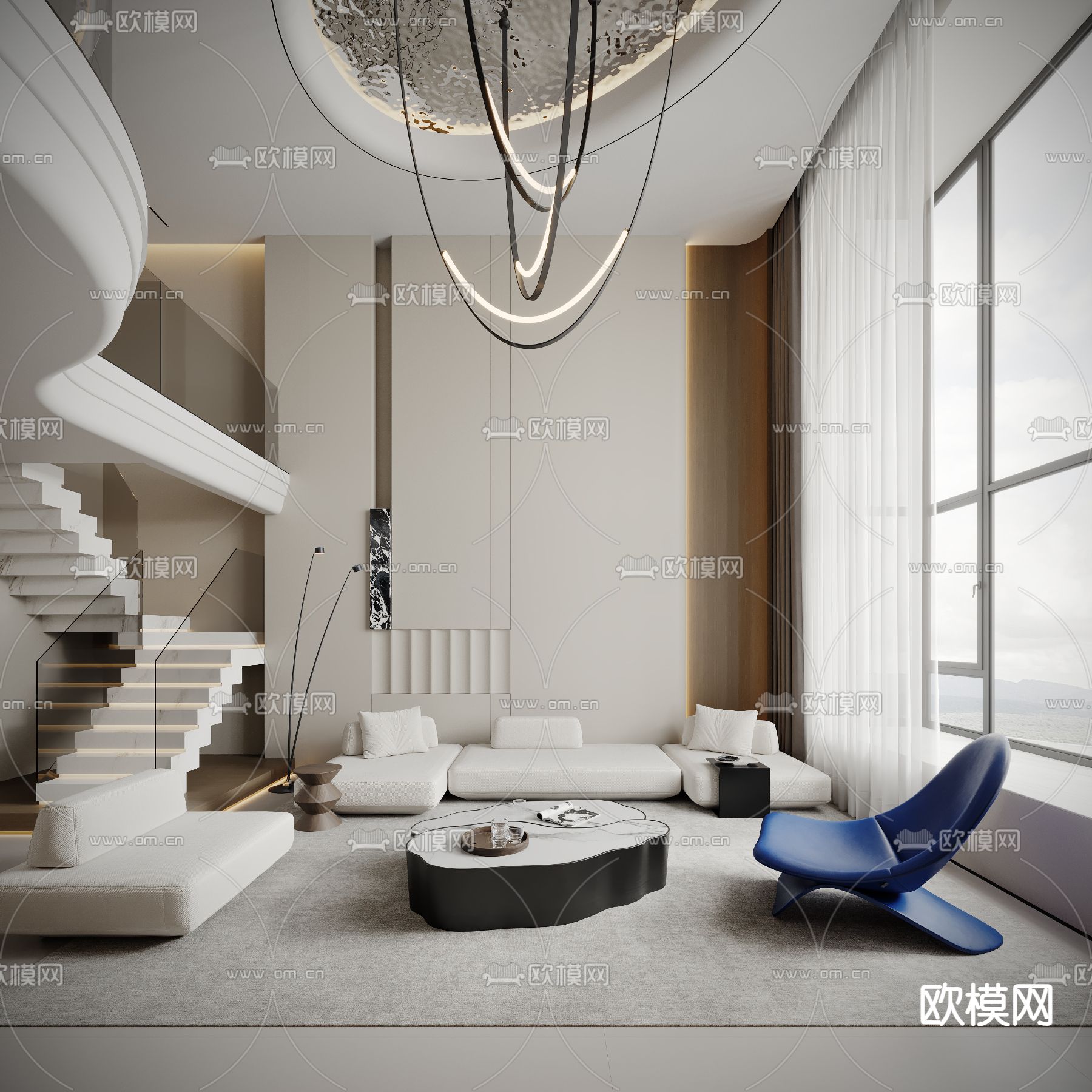 LIVING ROOM – MODERN STYLE – VRAY / CORONA – 3D MODEL – 1945 - thumbnail 1