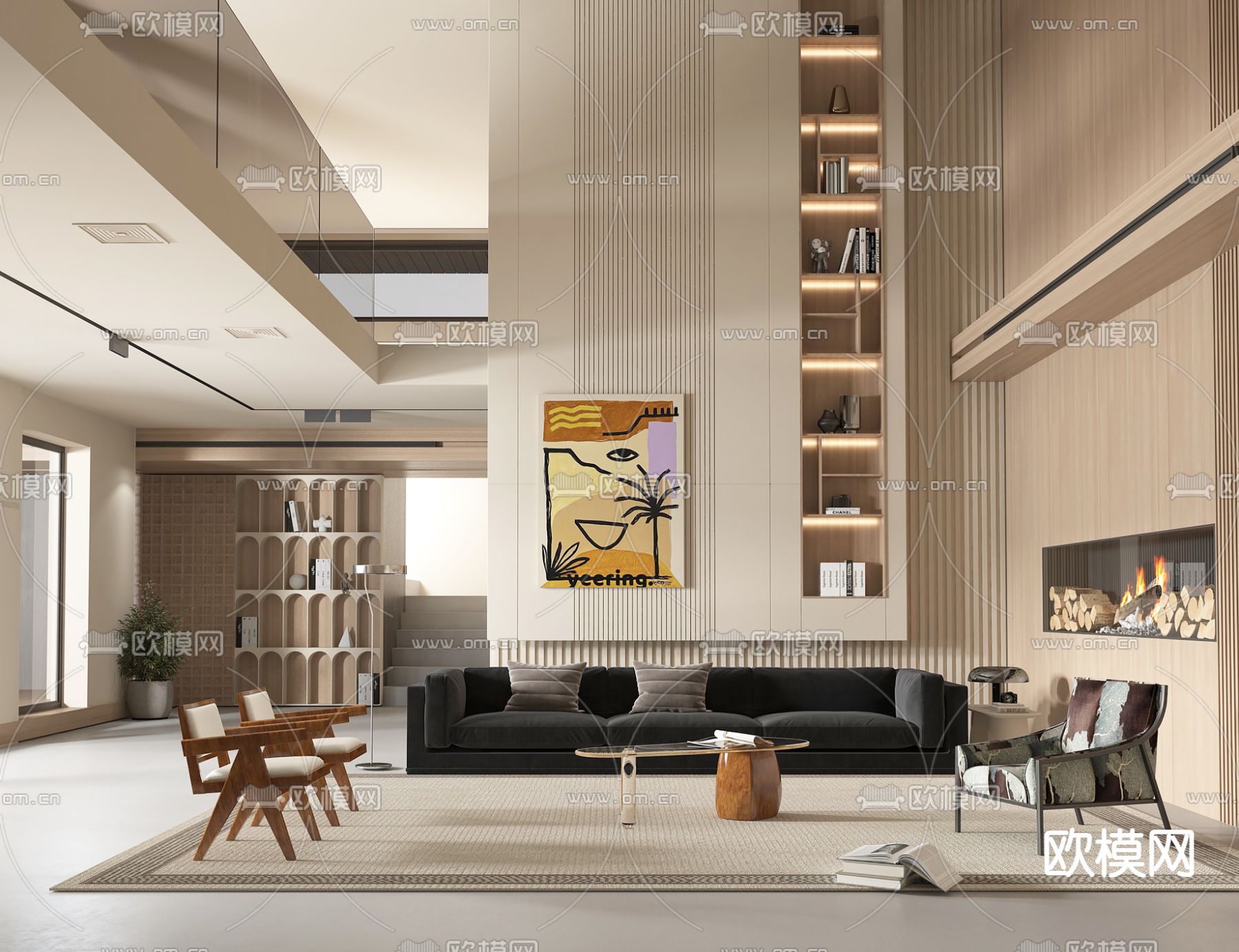 LIVING ROOM – MODERN STYLE – VRAY / CORONA – 3D MODEL – 1953 - thumbnail 1