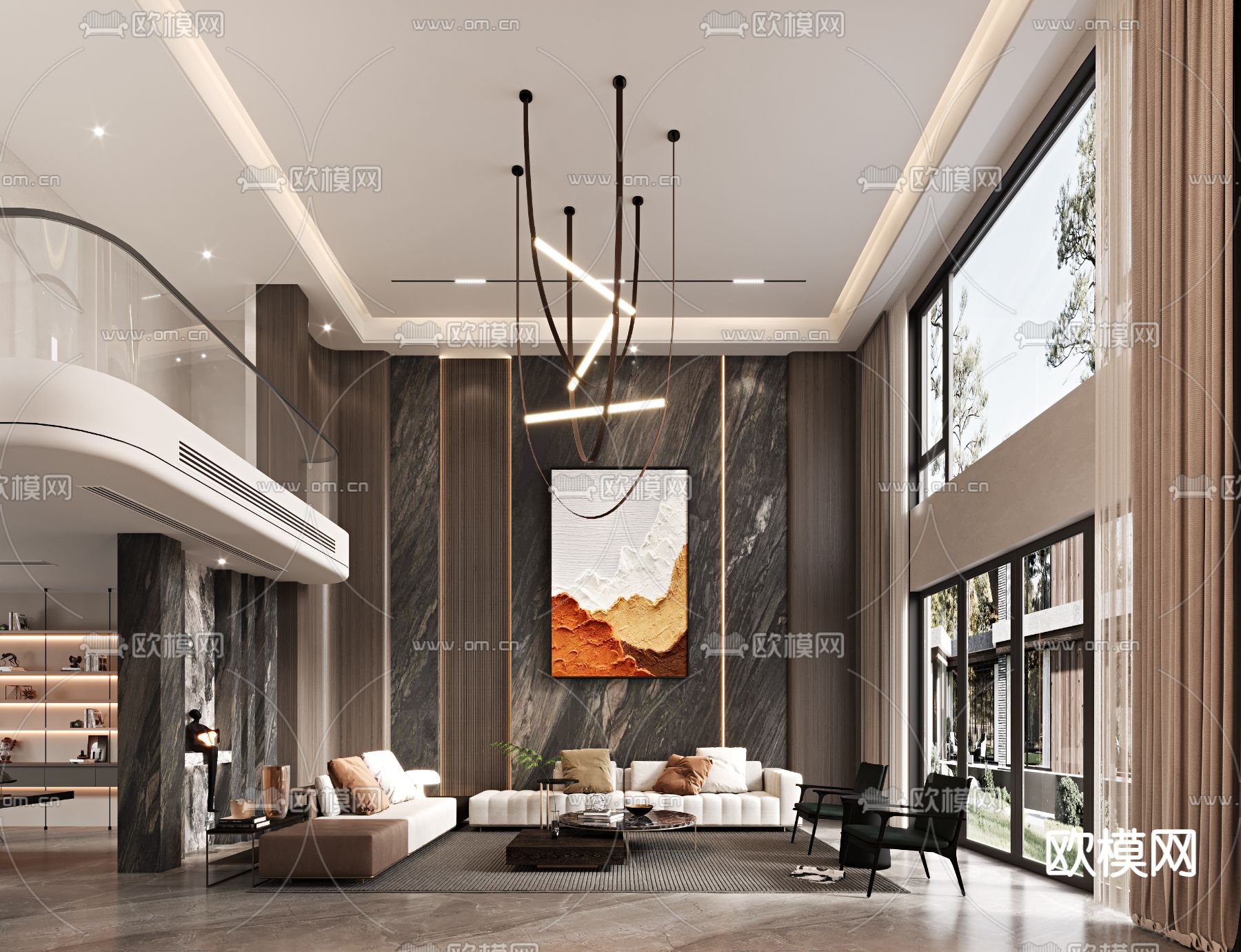 LIVING ROOM – MODERN STYLE – VRAY / CORONA – 3D MODEL – 1959 - thumbnail 1