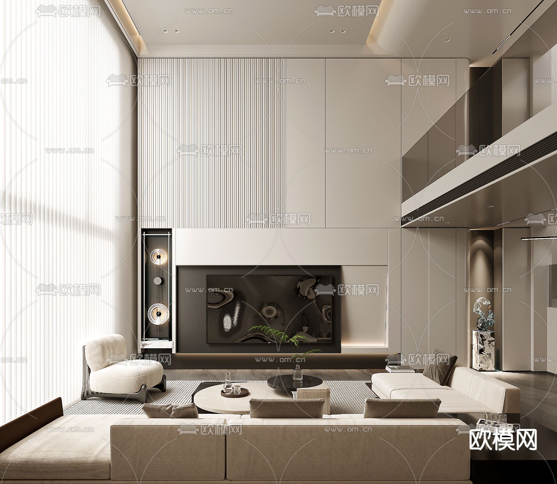 LIVING ROOM – MODERN STYLE – VRAY / CORONA – 3D MODEL – 2007 - thumbnail 1