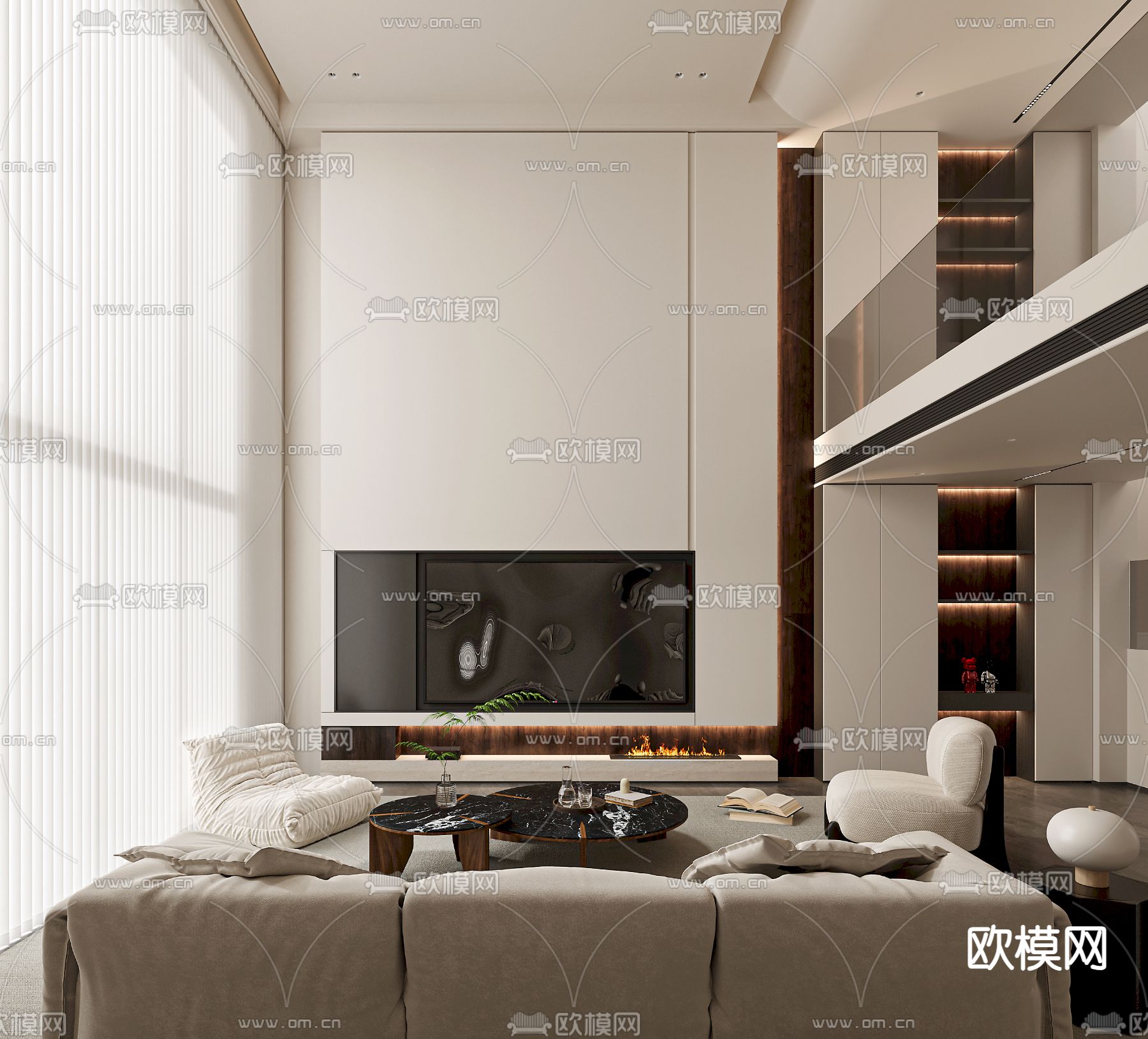 LIVING ROOM – MODERN STYLE – VRAY / CORONA – 3D MODEL – 2008 - thumbnail 1