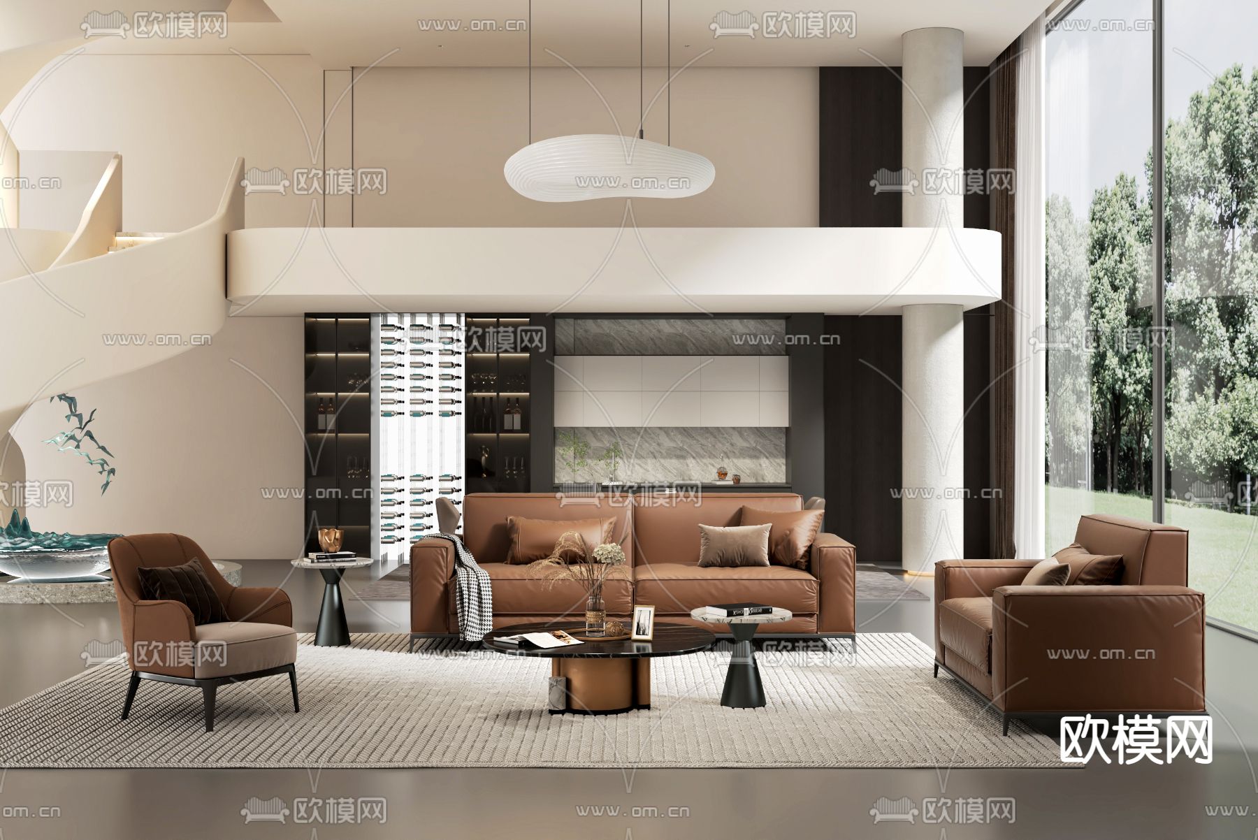 LIVING ROOM – MODERN STYLE – VRAY / CORONA – 3D MODEL – 2025 - thumbnail 1