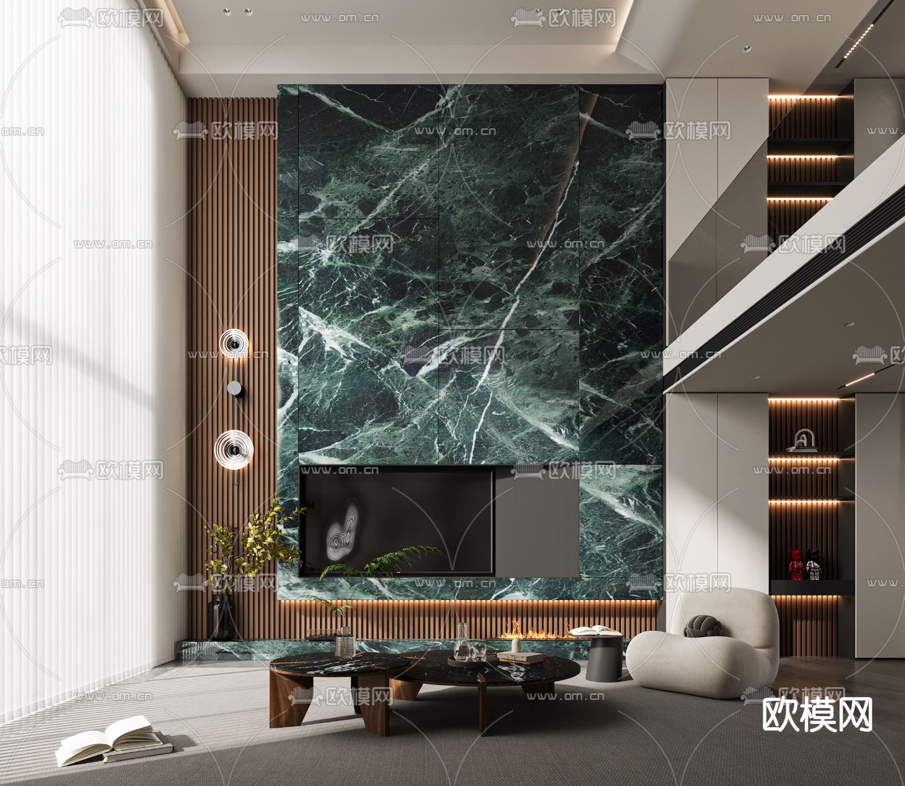 LIVING ROOM – MODERN STYLE – VRAY / CORONA – 3D MODEL – 2028 - thumbnail 1