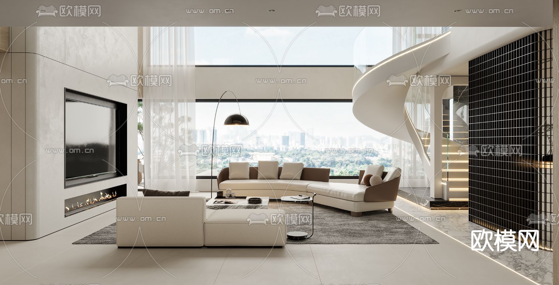 LIVING ROOM – MODERN STYLE – VRAY / CORONA – 3D MODEL – 2031 - thumbnail 1