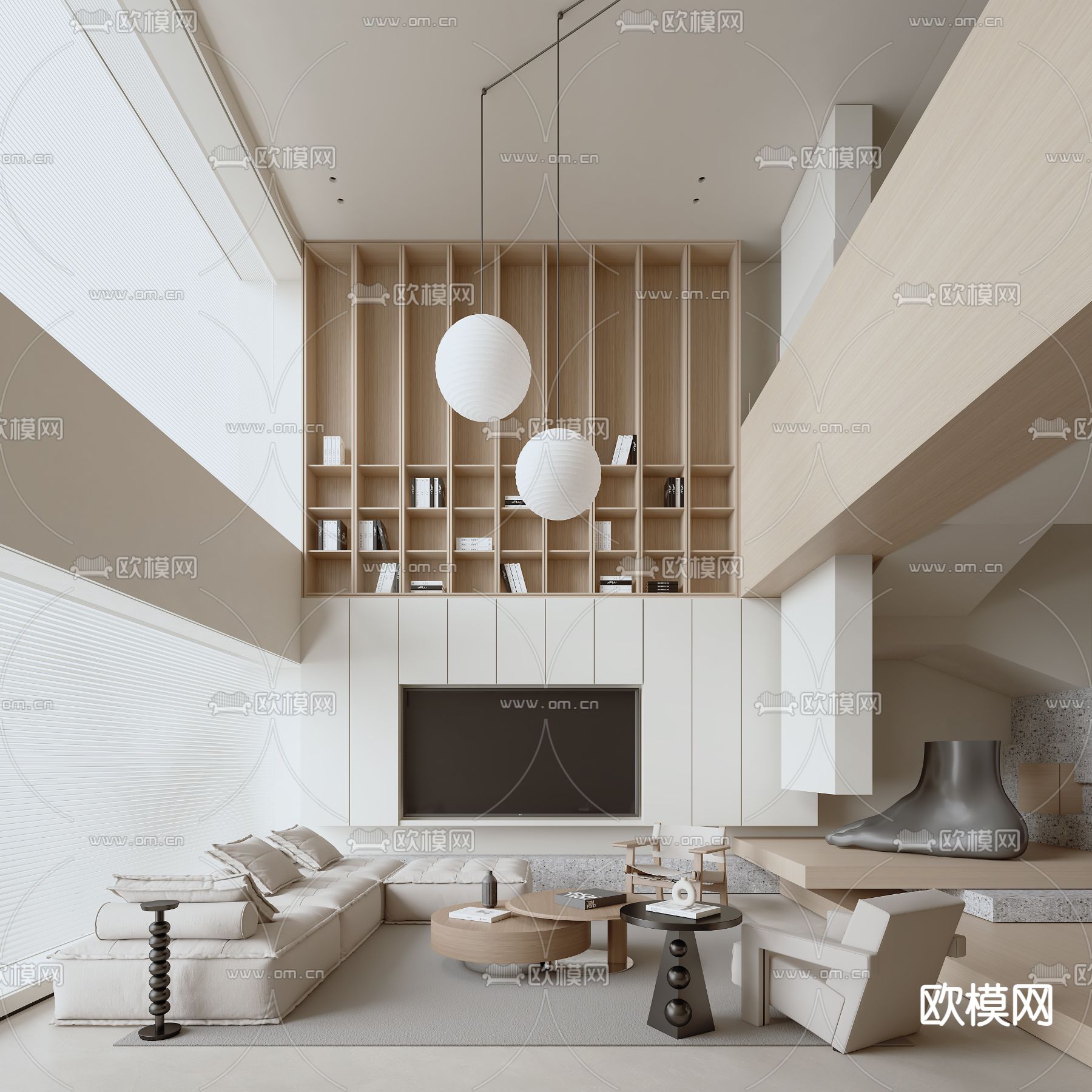 LIVING ROOM – MODERN STYLE – VRAY / CORONA – 3D MODEL – 2032 - thumbnail 1