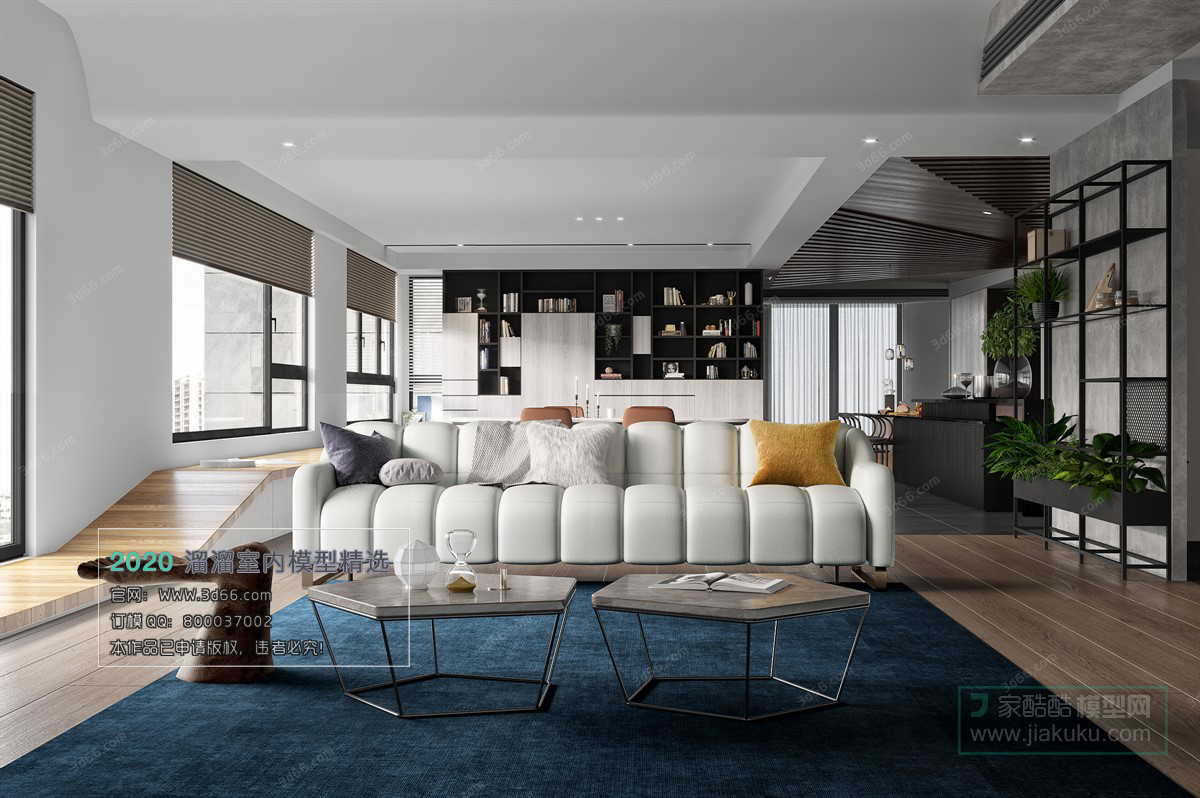 LIVING ROOM – MODERN STYLE – 3D MODELS – CORONA – 078 - thumbnail 1