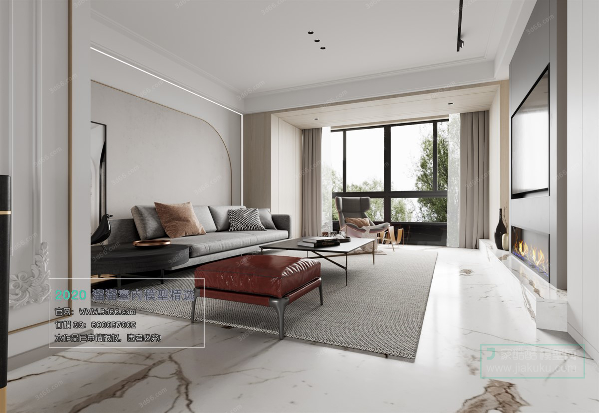 LIVING ROOM – MODERN STYLE – 3D MODELS – CORONA – 114 - thumbnail 2