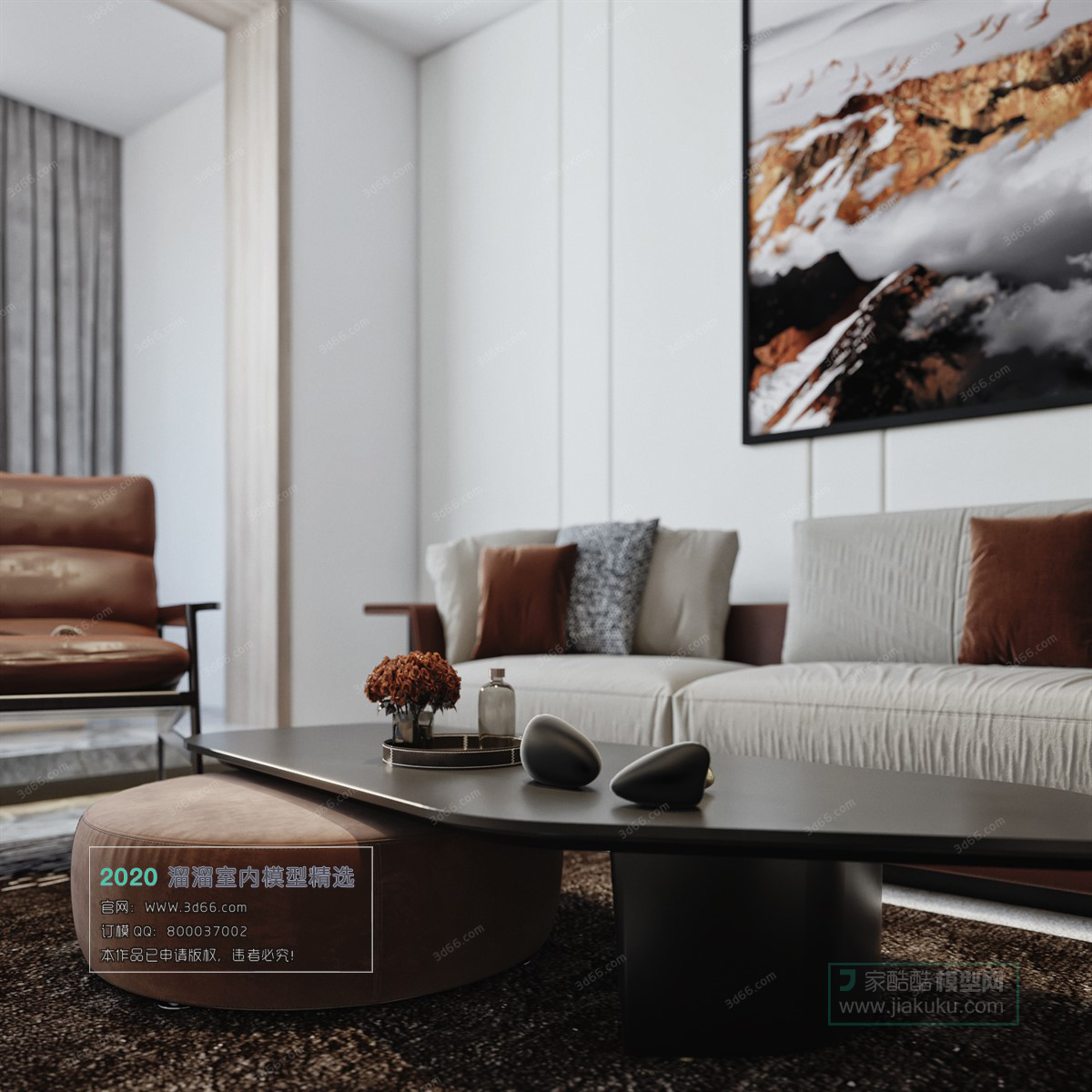 LIVING ROOM – MODERN STYLE – 3D MODELS – VRAY – 013 - thumbnail 3