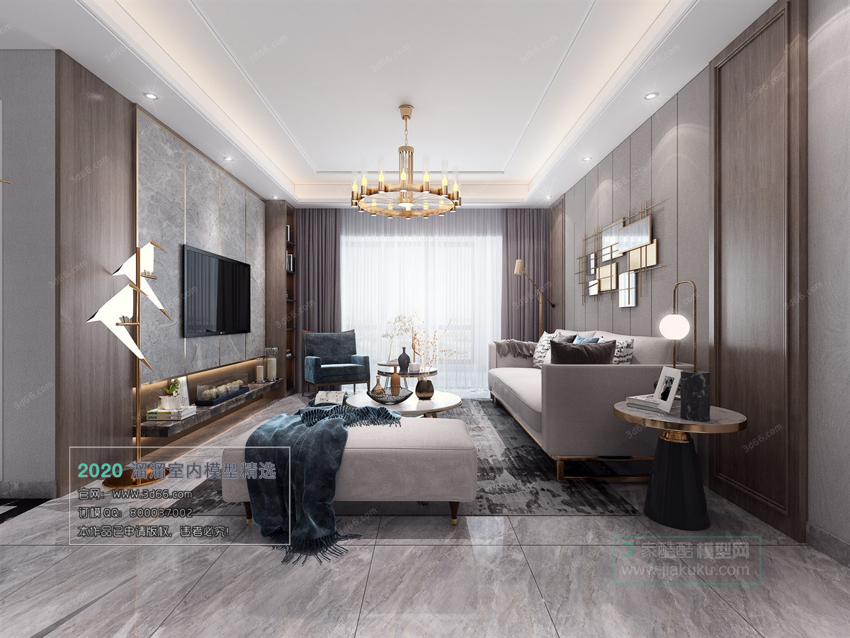 LIVING ROOM – MODERN STYLE – 3D MODELS – VRAY – 025 - thumbnail 1