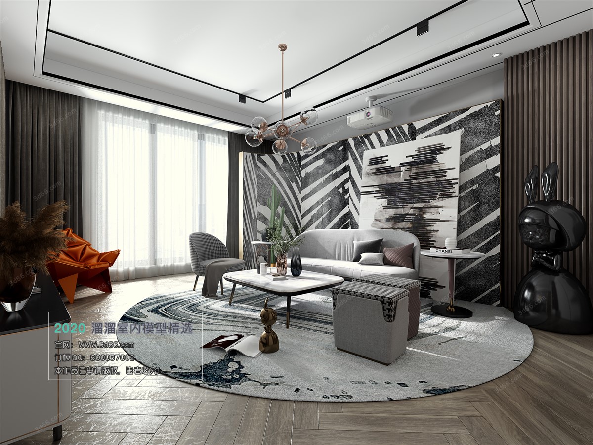 LIVING ROOM – MODERN STYLE – 3D MODELS – VRAY – 040 - thumbnail 1