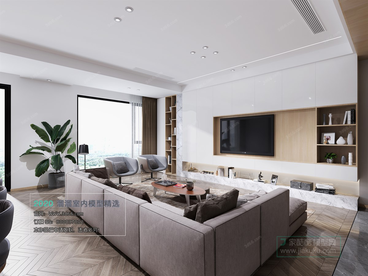 LIVING ROOM – MODERN STYLE – 3D MODELS – VRAY – 043 - thumbnail 1