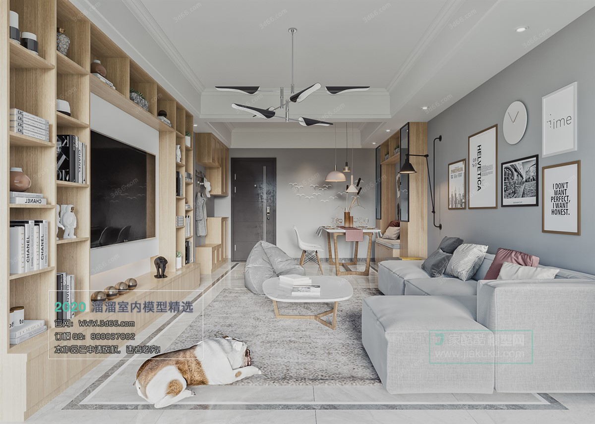 LIVING ROOM – NORDIC STYLE – 3D MODELS – CORONA – 003 - thumbnail 1