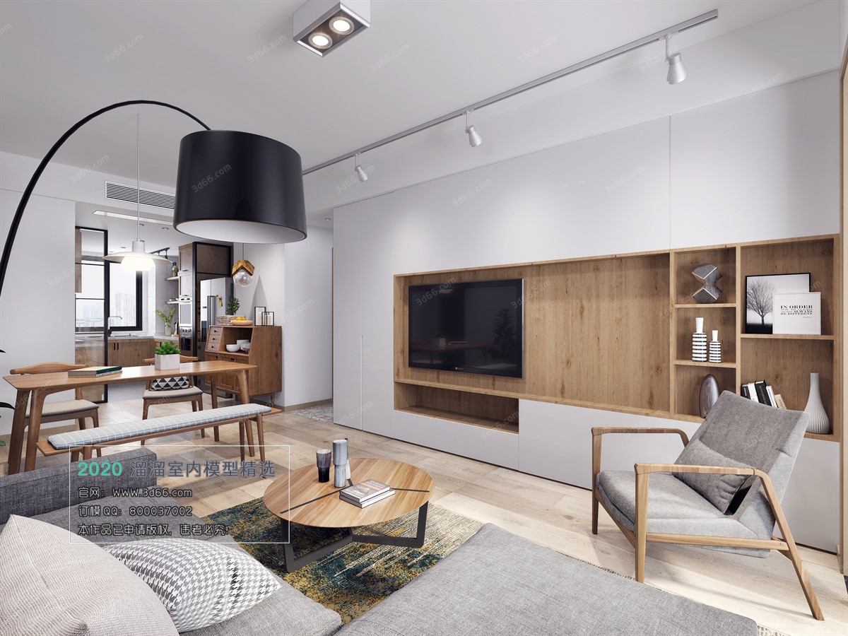 LIVING ROOM – NORDIC STYLE – 3D MODELS – VRAY – 001 - thumbnail 1