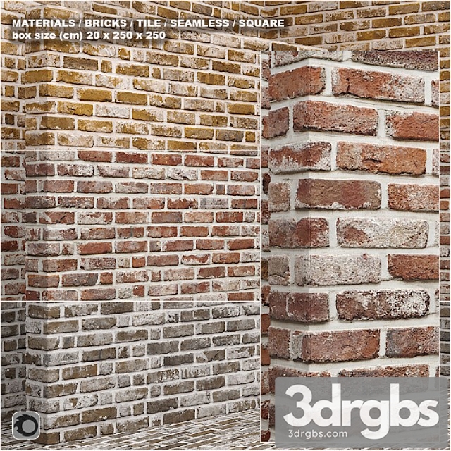 Material Seamless Brick Tile Set 9 3dsmax Download - thumbnail 1