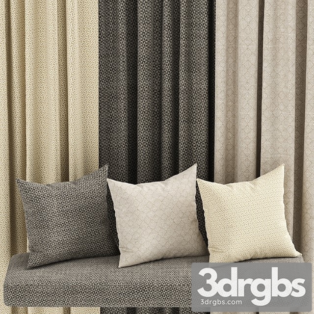 A set of fabric materials in neutral colors with a small pattern - thumbnail 1