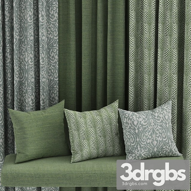 Set of fabric materials in green colors 3dsmax Download - thumbnail 1