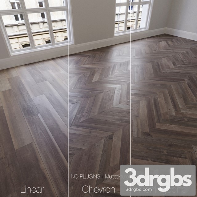 Parquet natural ancient oak 3 types. linear chevron herringbone. 3dsmax Download - thumbnail 1