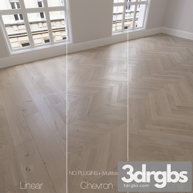 Parquet natural oak anchorage 3 types. linear chevron herringbone. 3dsmax Download - thumbnail 1