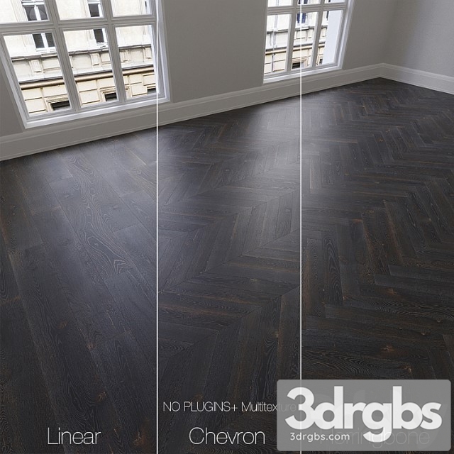 Parquet natural oak night 3 types. linear chevron herringbone. 3dsmax Download - thumbnail 1