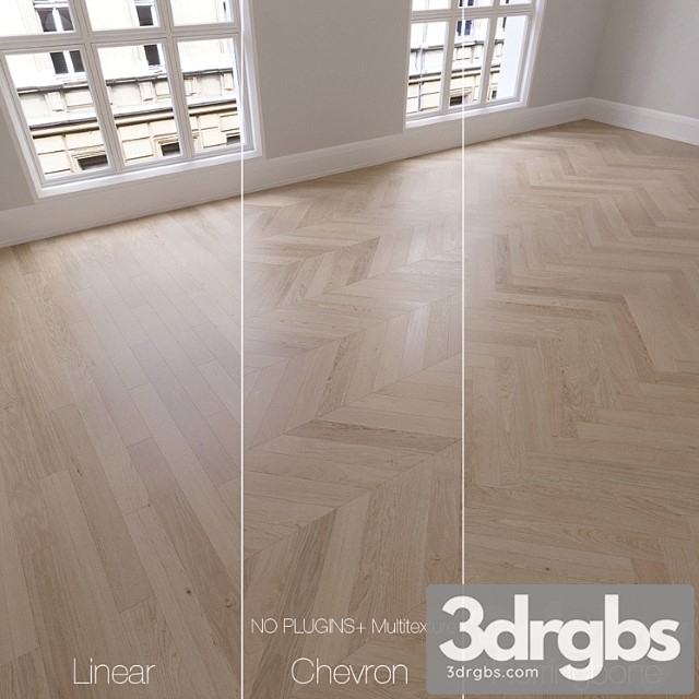 Parquet natural oak sapphire 3 types. linear chevron herringbone. 3dsmax Download - thumbnail 1