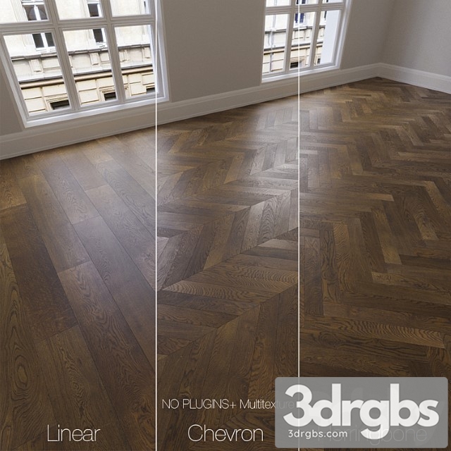 Parquet natural oak smoked 3 kinds. linear chevron herringbone. 3dsmax Download - thumbnail 1