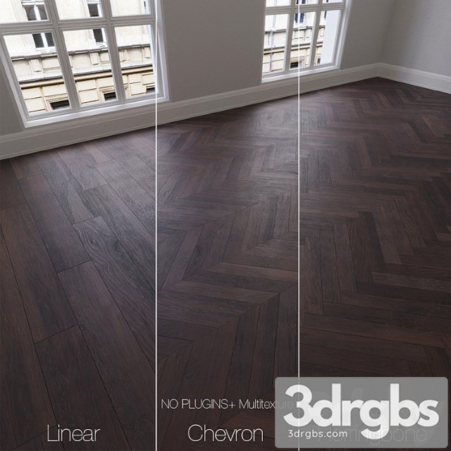 Parquet natural oak smoky mountains 3 types. linear chevron herringbone. 3dsmax Download - thumbnail 1