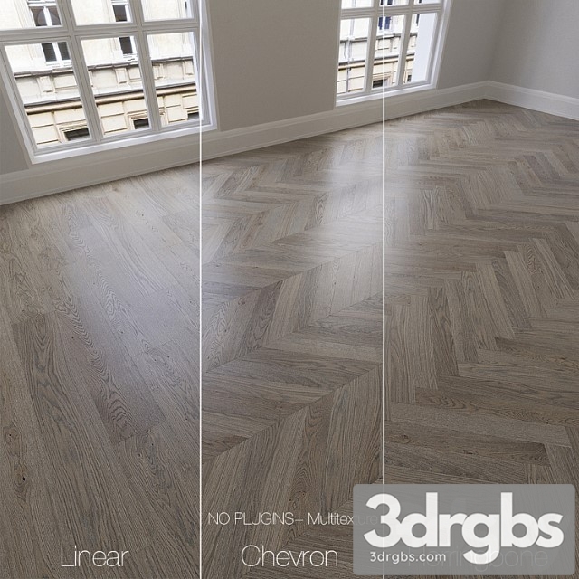 Parquet natural oak twilight 3 types. linear chevron herringbone. 3dsmax Download - thumbnail 1