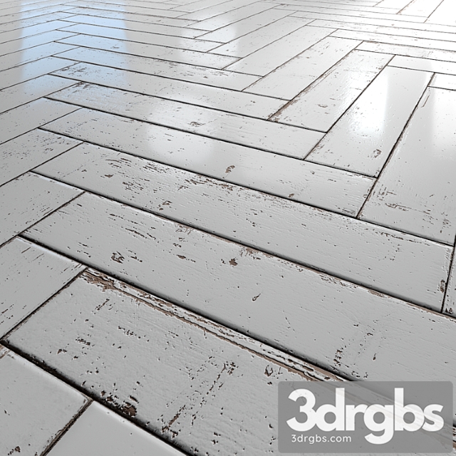 White painted herringbone parquet – pbr textures 3dsmax Download - thumbnail 1