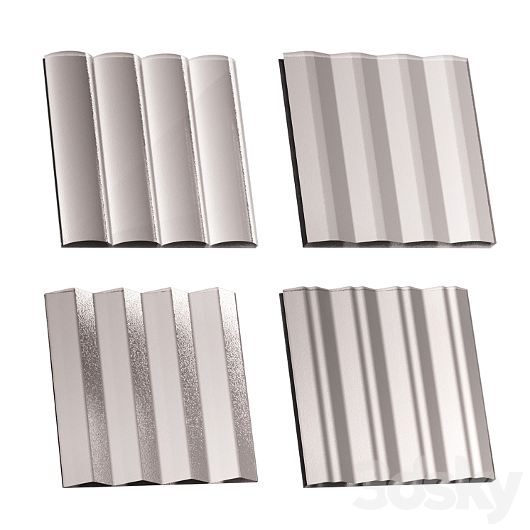 Fluted glass Set 03 3DS Max Model - thumbnail 2