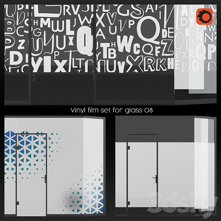 Vinyl film set for glass 08 3DS Max Model - thumbnail 1