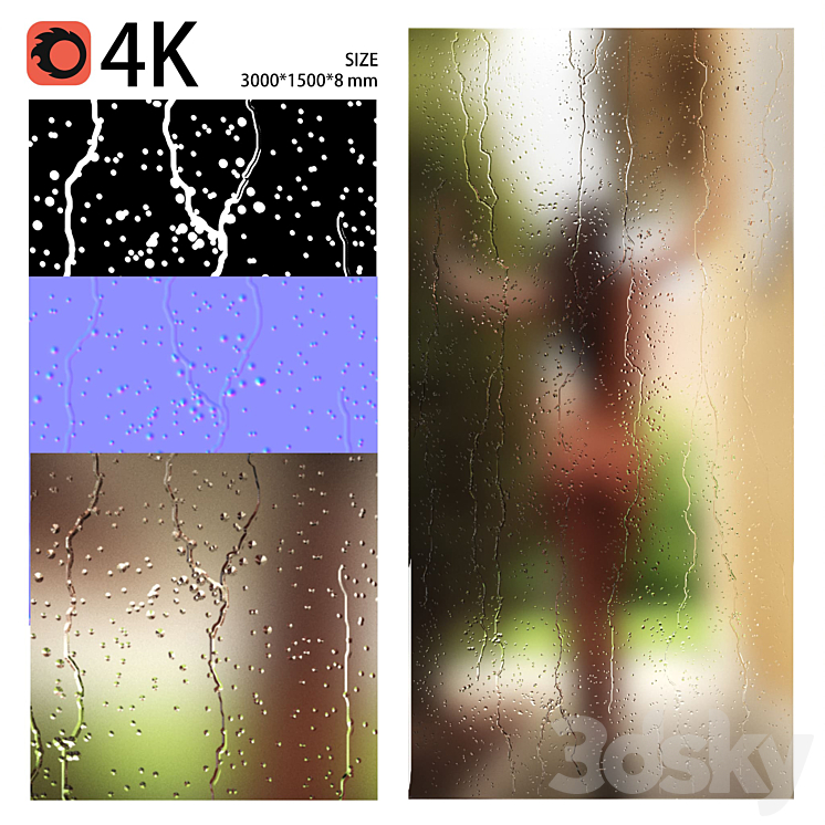 Wet misted glass 3DS Max - thumbnail 1