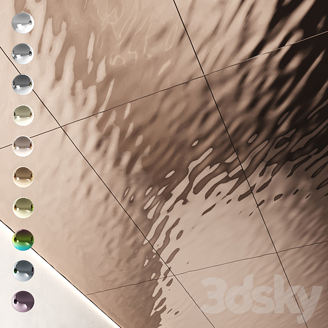 Decorative steel sheets with waves 02 3ds Max - thumbnail 1