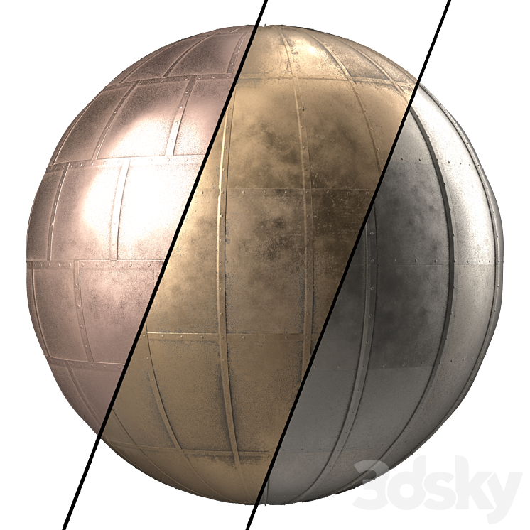 Metal panel Materials 1- 3 Metal panel Pbr 4k Seamless 3DS Max - thumbnail 1