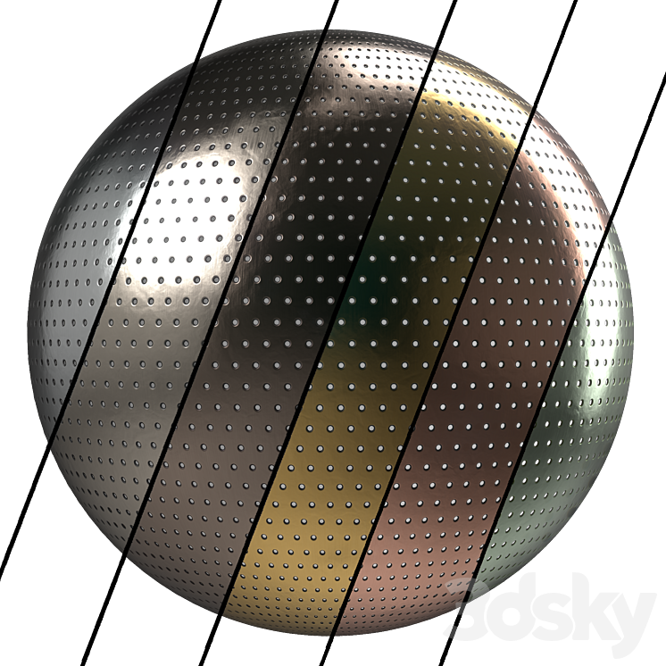 Metal panel Materials 3- perforated Metal panel Pbr 4k Seamless 3DS Max - thumbnail 1