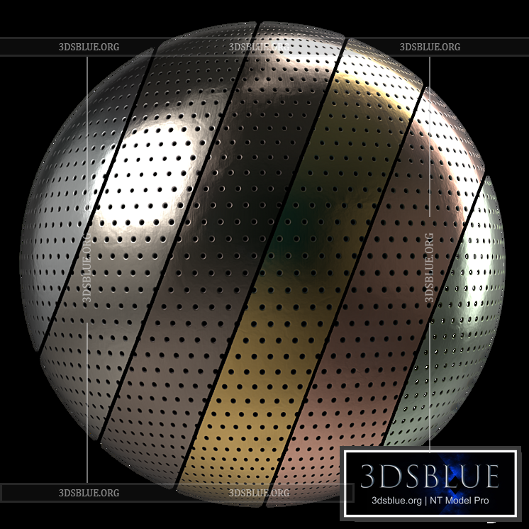 Metal panel Materials 3- perforated Metal panel Pbr 4k Seamless 3DS Max - thumbnail 3