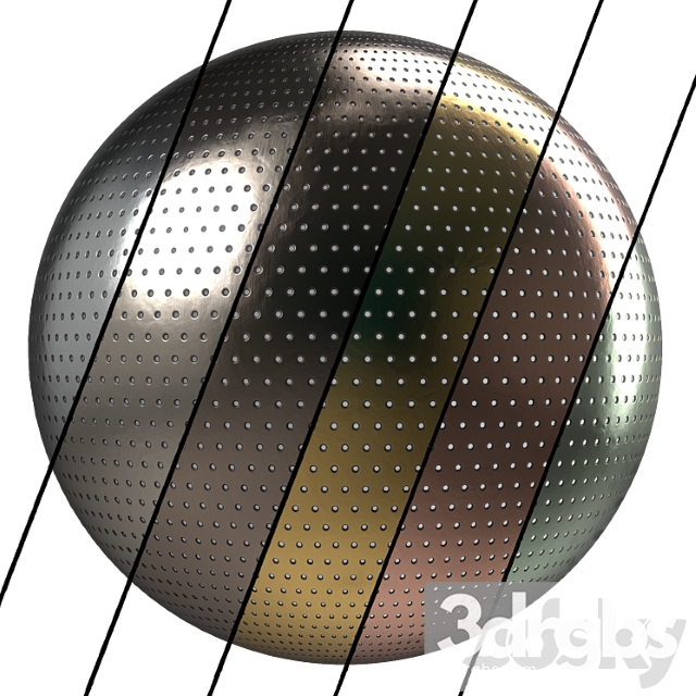 Metal panel materials 3- perforated metal panel, pbr 4k seamless - thumbnail 1