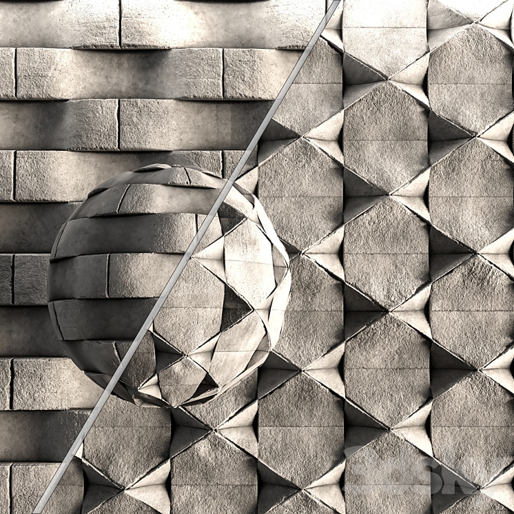 3D Concrete decorative wall panel -vol.12 3DS Max Model - thumbnail 1