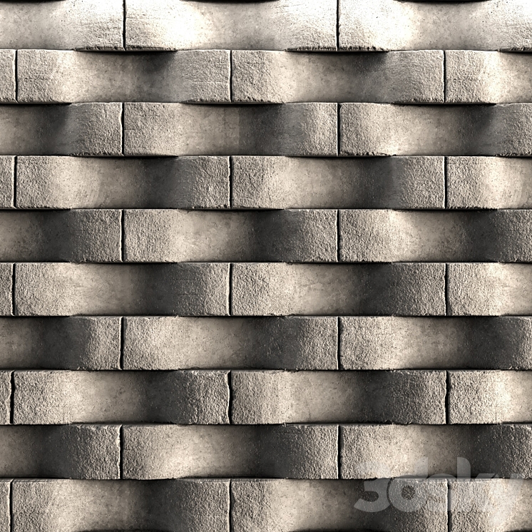 3D Concrete decorative wall panel -vol.12 3DS Max Model - thumbnail 2