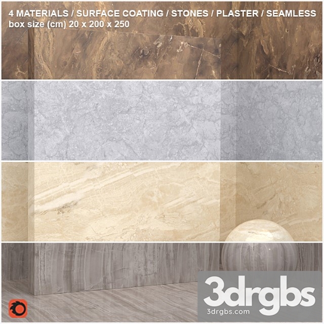 4 materials (seamless) – stone plaster – set 10 3dsmax Download - thumbnail 1