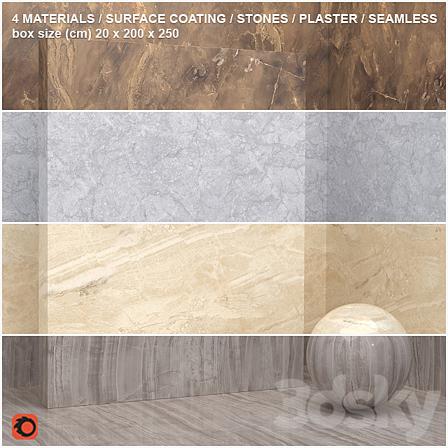 4 materials (seamless) – stone. plaster – set 10 3DSMax File - thumbnail 1